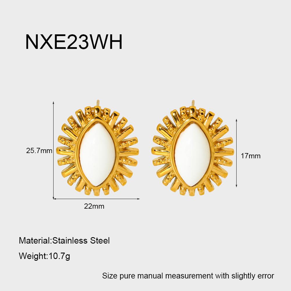 ins retro resin sunflower horse eye earrings earrings plated with 18K gold stainless steel high-end jewelry women
