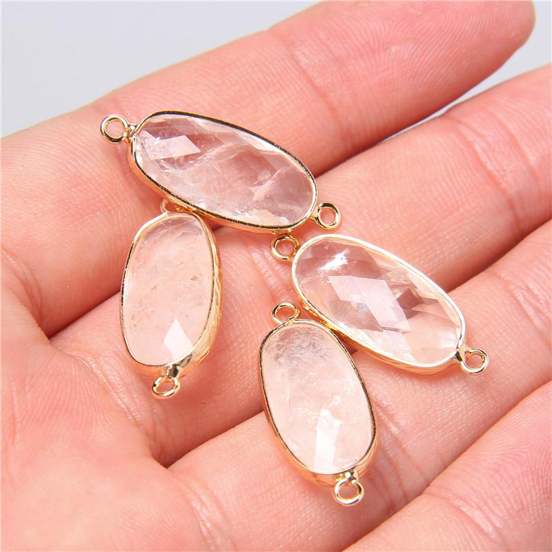 2pcs 10X26mm Natural Double Loop Crystal Stone Connector Pendant Charm Amethys for Jewelry Making Necklace Earring Accessory