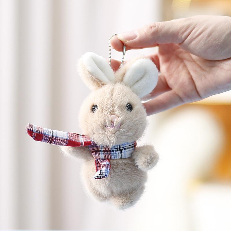 Soft Rabbit Plush Doll With Scarf For Bag Charm Girls Travel Gift