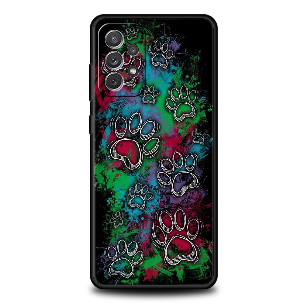 Phone Case for Samsung Galaxy A13 A15 A17 A07 A21S A22 A23 A25 A31 A73 A32 A52 A52S A41 5G Soft TPU Shell Dog Footprint Paw Cute