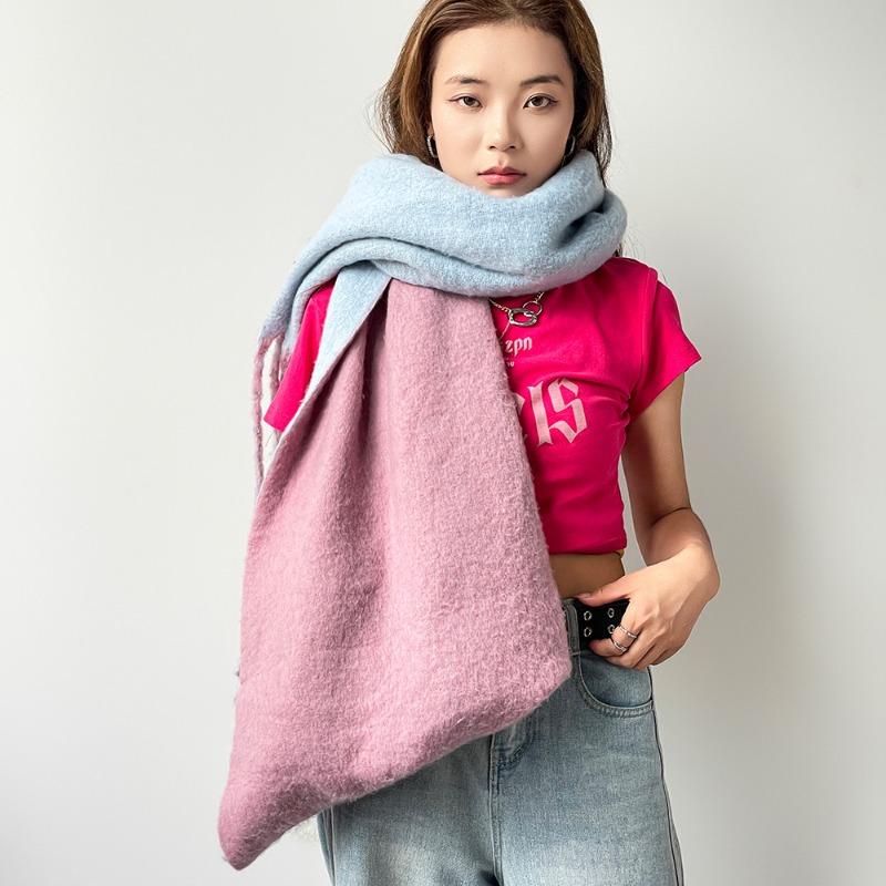 

Осенне-зимний шарф новая женская шаль длинный бахромчатый зеленый утолщенный однотонный шарф 220*40cm