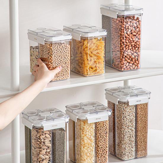 Contenitore per cereali multi-scomparto Barattolo per la conservazione con coperchio Buona tenuta Zucchero Cereali