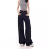 Plus Size High Waist Black Wide-Leg Pants for Women - Autumn Casual & Slimming Workwear