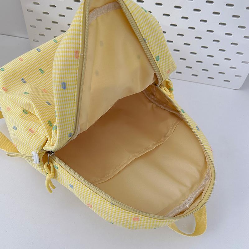 School bag Korean ins spotted plaid foreign style backpack high value student class light school bag fresh and sweet backpack