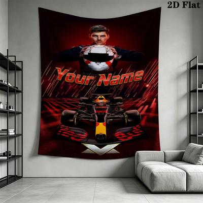 Max Verstappen Custom Name Wall Tapestry Aesthetic Wall Hanging Printed Fabric Blanket Decorative Tapestries for Bedroom Living Room Home Decor