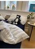 Washable Cotton Stripe Plaid Soft Bed Set: Includes Duvet Cover, Fitted Sheet & Pillowcases.
