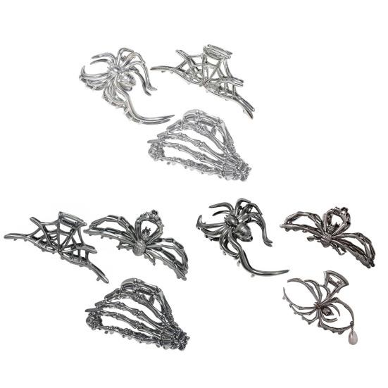 3 stk Halloween Hårspenner Spindelvev Skjeletthånd Hodeskalle Store Hårklemmer Lettvekt Halloween Hårtilbehør