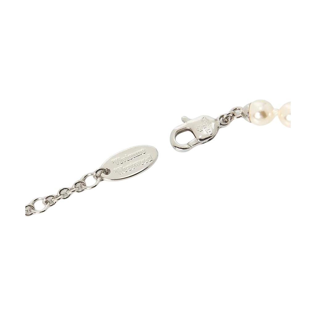 Vivienne Westwood Olympia Pearl Bracelet Cross Crystal Saturn Pattern Plated Gold Pearl Bracelet Women bracelet Silver 6103007R02P373
