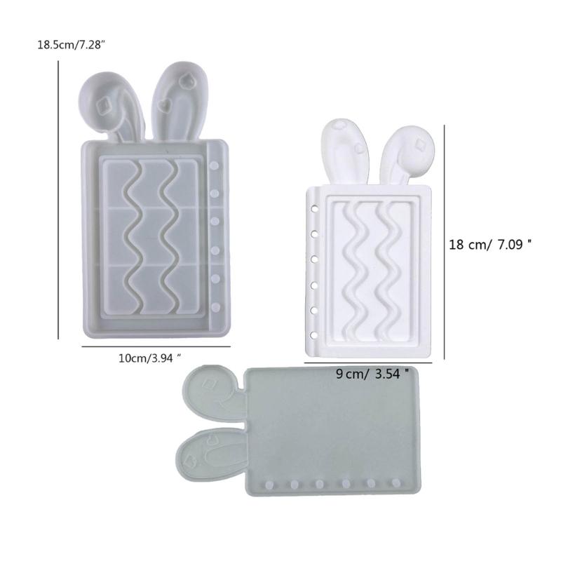 Shaker Resin Molds Rabbit Ear Notebook Shape Silicone Quicksand Molds Resin Casting Mold DIY Making Supplies for Crafts