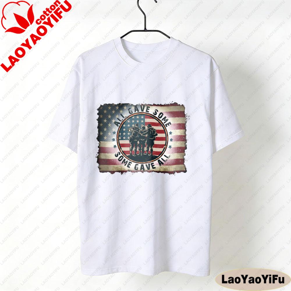 Military USA Tee All Gave Some Some Gave All Army Veteran Gift Women Round Neck Clothes Shortsleeved Ropa Mujer Tops