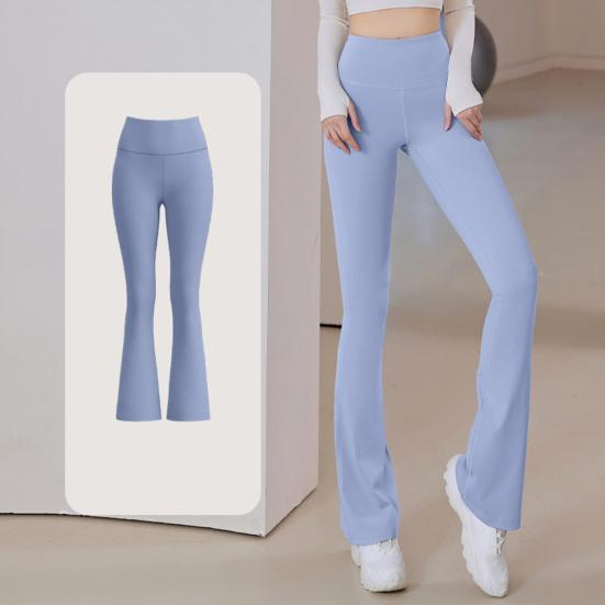 Women High Waisted Flaring Leggings Tummy Control Hip Lifting Yoga Pants Stretch No Front Seam Bell Bottoms Workout Trousers
