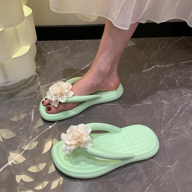 

Cute flower flip-flops women s new summer fashion versatile flat-bottomed pinch beach cool slippers 36/37 белый