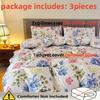 Floral Duvet Cover And Pillowcase 3Pcs Set, Polyester Set/2 Pillowcases/1 Duvet Cover/Student Bed/Double Bed/Full Size Bed/King