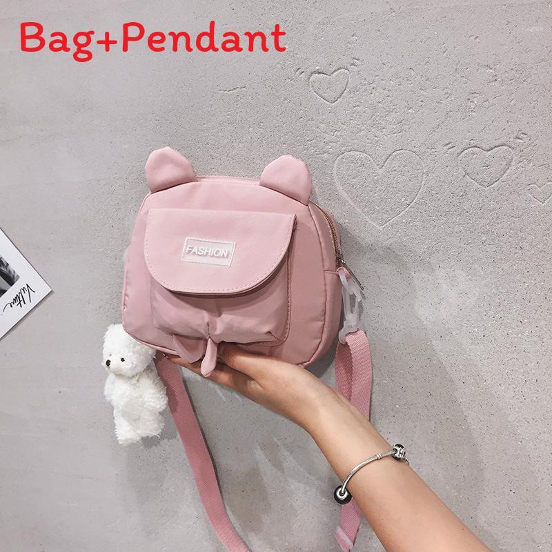 

Cute Bear Canvas Crossbody Bag For Girls With Zipper Closure And Cell Phone Pocket розовый
