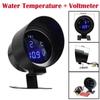 2 in 1 Round 12V 24V LED Digital Car Truck Water Temp Gauge Temperature Sensor Temperatura Motor + Voltmeter Volt Voltage Meter
