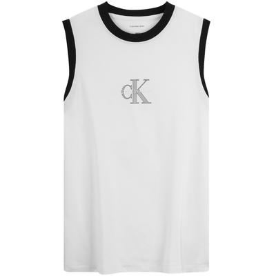 Casual Cotton Color Block Sleeveless T-Shirt Women Tops Moonlight-White 47B850G