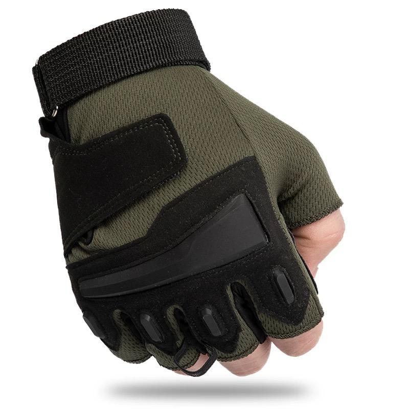 Gym Sport Breathable Fingerless Gloves Men Outdoor Tactical Techwear Style Anti-slip Bicycle Motorcycle Gloves Black Blue Red