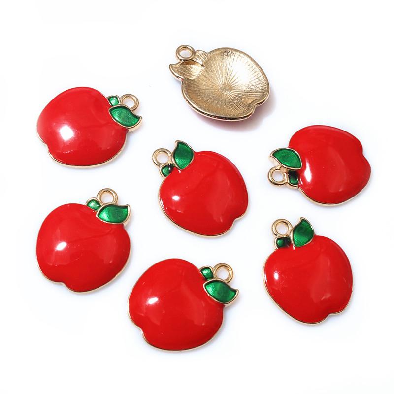 10pcs 19x16mm Enamel Apple Charms Pendant Alloy Metal Fruit Craft DIY Jewelry Making Accessories for EarringsNecklace Bracelets