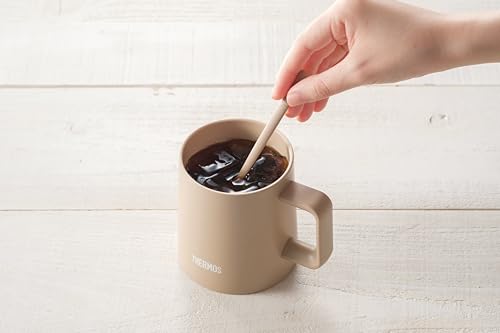 Thermos Vacuum Insulated Mug, 350ml, Perfect for Cafe Latte, Dishwasher Safe, Stain-Resistant Ceramic Interior, Coffee Cup with Stirrer, JDZ-350 CL