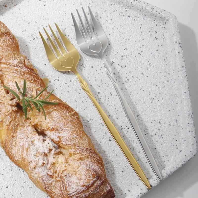 Stainless Steel Coffee Spoon Long-handled Ice-Tea Spoon Long Handle Fruit Fork Tableware Eating Utensils Dishwasher Safe