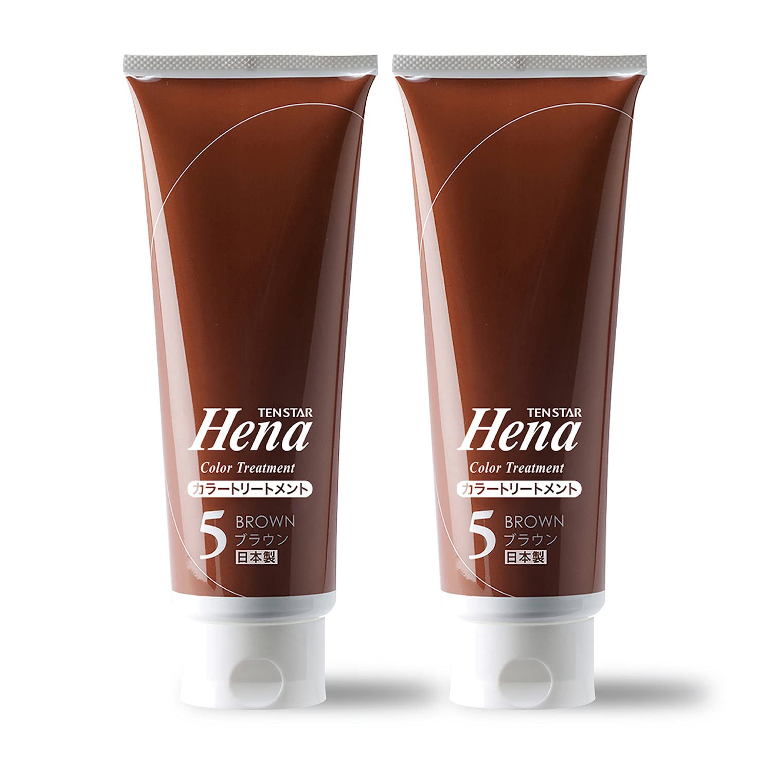 

Tenstar Henna Color Treatment 250g x 2 Bottles with Coloring Cap and Point Brush for Gray Hair Made in Japan (Brown) Dyeing,