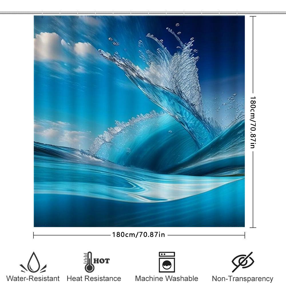 Blue Ocean Splash Shower Curtain Waterproof Home Decor Bathroom Decoration 3D Printed Bath Mats Set 180X240Cm