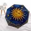 Golden Sun and Stars Circular Wall Art Decor Umbrella, Portable 3-Fold Compact Umbrella for Men & Women R133
