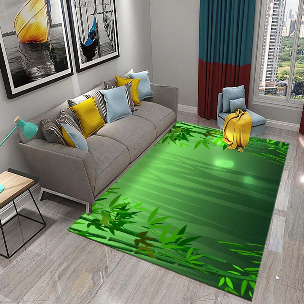 3D Green Bamboo Forest Bamboo Carpet for Bathroom Mat Plants Toilet Rugs Anti-Slip Mat Bedroom Living Room Floor Decor Carpets