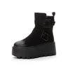 8cm Vollrindveloursleder Echtes Leder Knöchel für Damen Motorrad Punk Stiefeletten Schuhe Plateau Keilabsatz Frühling Damen Stiefel