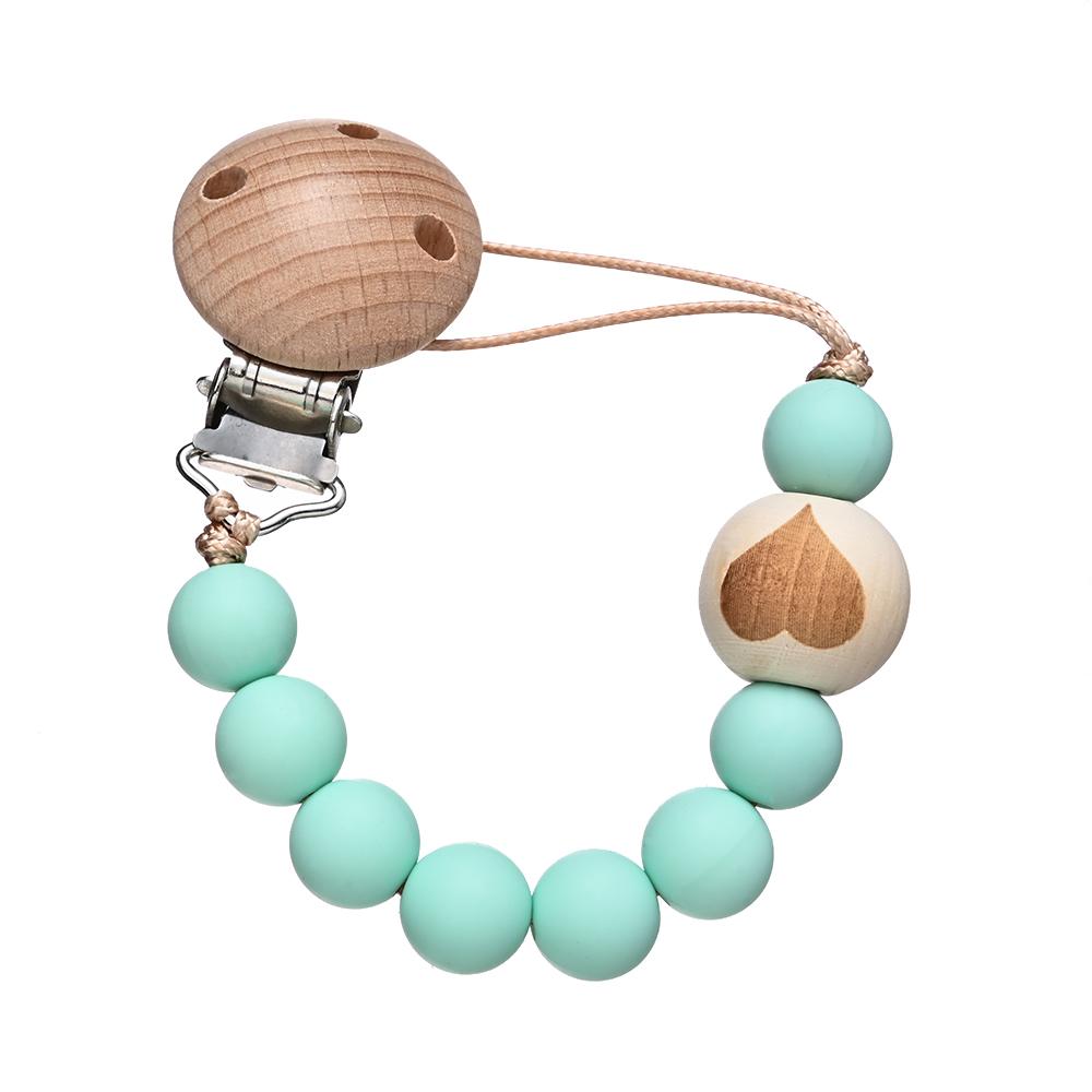 Chew Toys Shower Gift New Baby Pacifier Chain Clips Wood Pentagram Teether  Silicone Round Beads Teething Chain For Care Soother