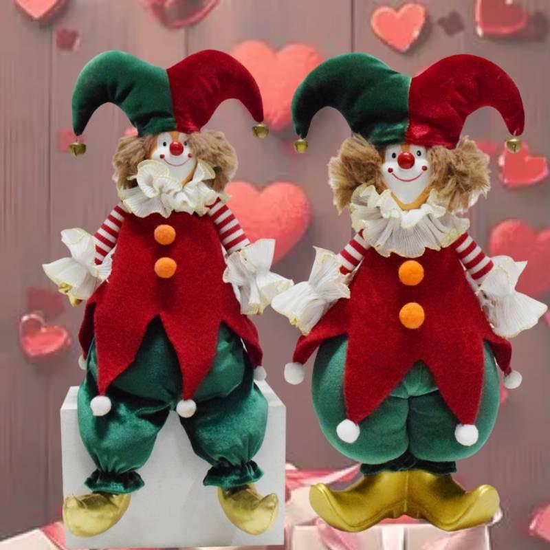 Charming Handmade Clown Figurine For Christmas Decor Plush Material Festive Gift Ideal For Holiday Spirit