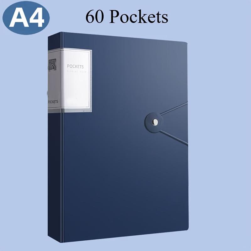 

Папка-файл на 60 карманов формата А4 - Идеально для экзаменационных работ и документов формата А4, Идеально для организации дома, в школе и в офисе, Держатель для экзаменационных работ 60 Pages темно-синий