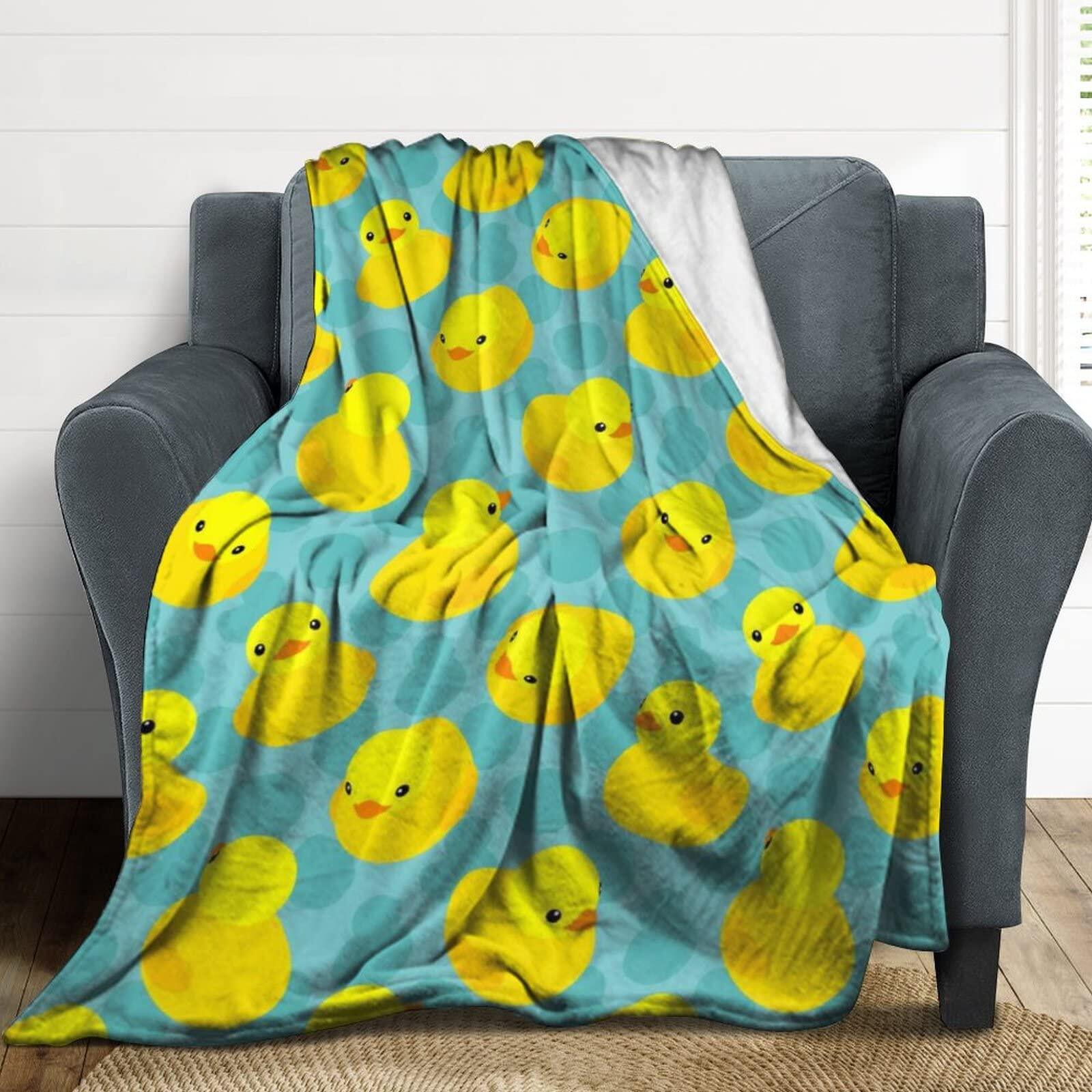 

Cute Duck Fleece Blanket Soft Cozy Throw for Couch Bed Unisex for Kids Adults Size x Inches 80x120cm(31x47inch)