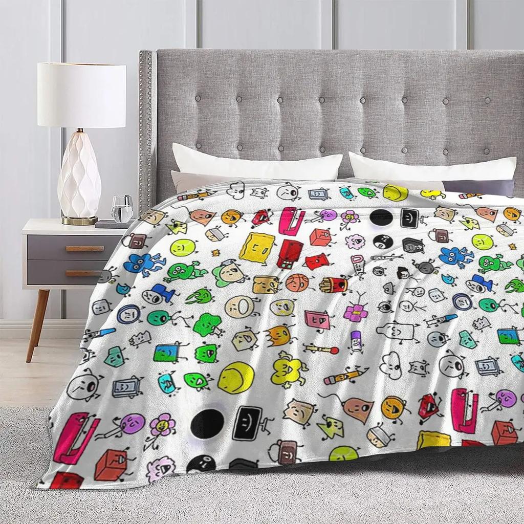 BFDI All Characters (Transparent) Blankets Soft Warm Flannel Throw Blanket Bedding for Bed Living Room Picnic Travel Home Couch