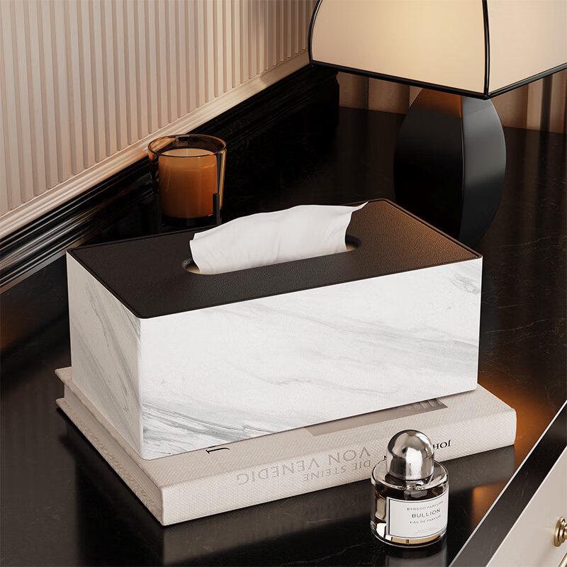 Marble Pattern Leather Tissue Box