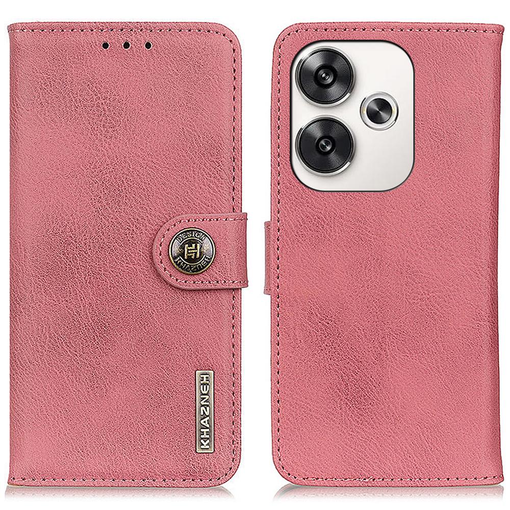 

KHAZNEH Для Xiaomi Poco F6 5G/Redmi Turbo 3 5G Чехол Кошелек Кожаная текстура Кожаный чехол для телефона Pink