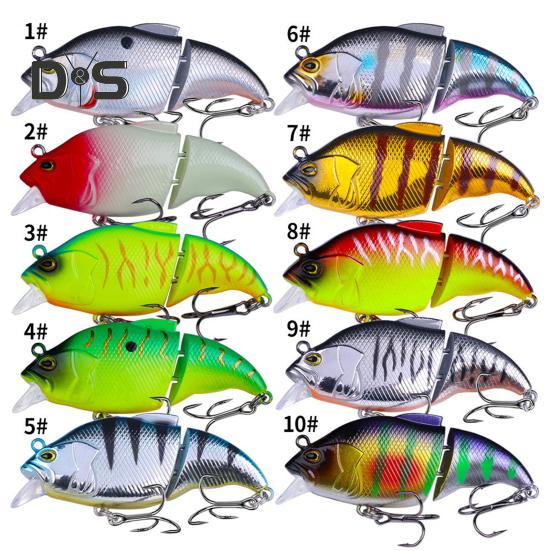 7,5 cm/12 g Leddelt VIB Fiskeagn med Kroker Realistisk 2-delt Svømmeagn Hardt Kunstig Agn Ferskvann Saltvann Fiskeutstyr