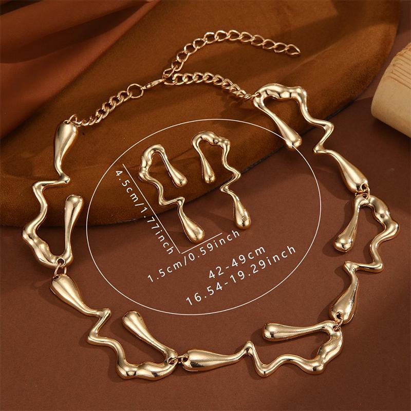 Retro Irregular Necklace Earrings Jewelry Set Fashion Personality Lava Style Necklace