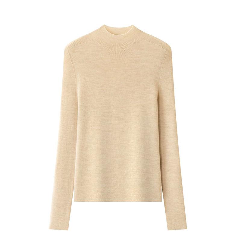 Seamless semi-turtleneck worsted wool bottoming shirt women's autumn slim-fitting and thin inner long-sleeved knitted sweater