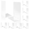 WEWINK PLUS 8 Pairs Metal Desktop Holds A4 and A5 and Sturdy and Resistant To Office and Organizer (16 Pieces) Bookends, White, L-Shaped, Non-Slip,