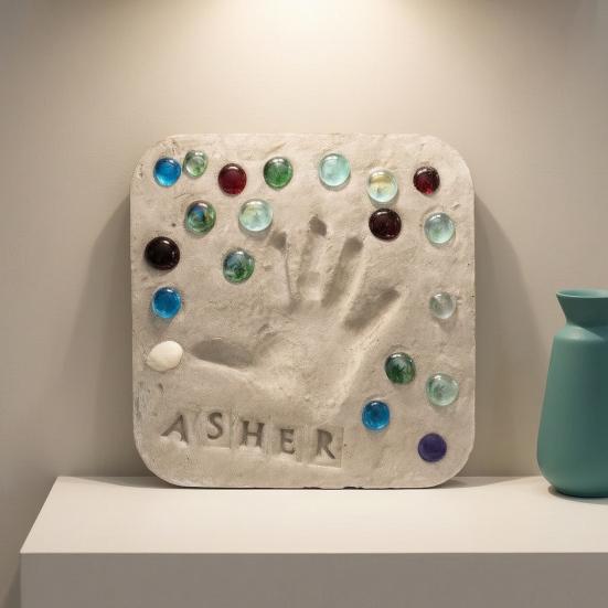 Yousheng Large DIY Stepping Stone Kit, Square Handprint Stepping Stone, Mother's Day Keepsake Craft, Indoor Outdoor Garden Stone with 26 Letter Stamps