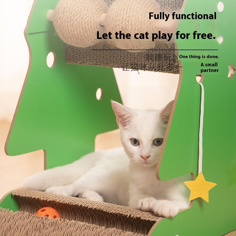 Cat climbing frame, cat scratch board, vertical cat scratch post, wear-resistant cat scratch ball, cat teaser toy