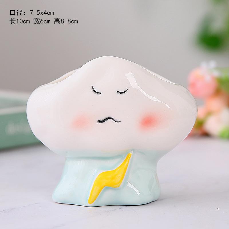 Cute Cartoon Animal Flower Pot Hand-painted Weather Themed Succulent Small Potted Ceramic Combination Gardening Rainy Style