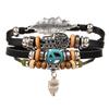 One Piece Vintage Flower Bracelet and Bangles Bohemian Style Multi-Layered Leather Bracelet Women Men Wrap Women Punk Jewelry Gift