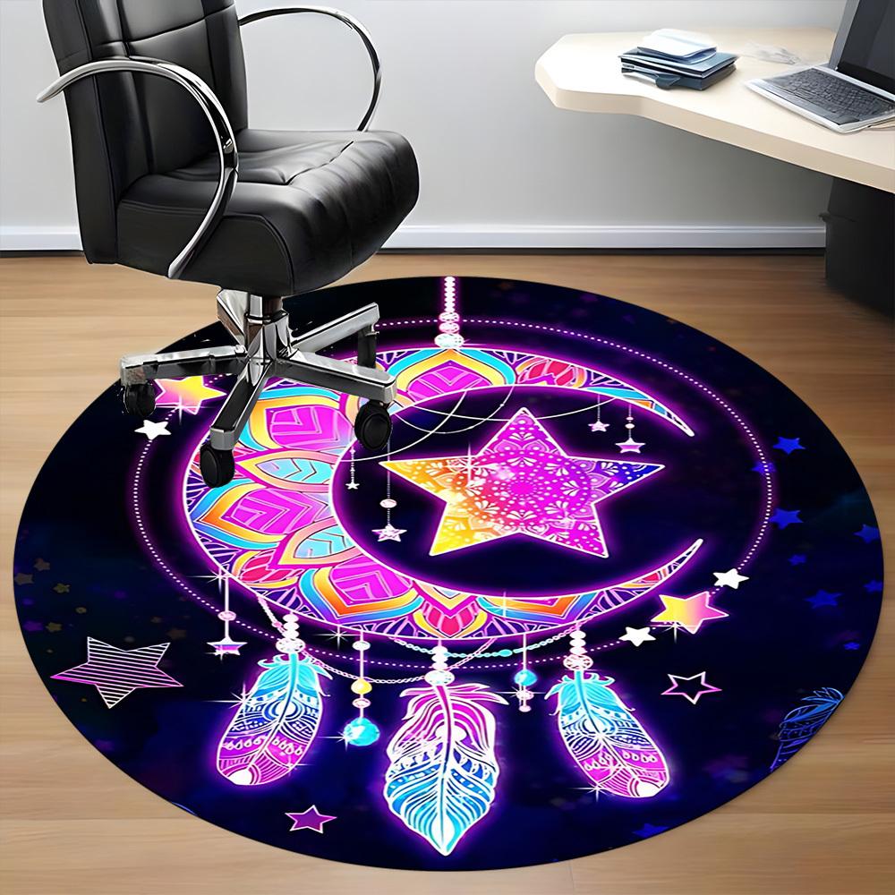 1PC Dreamcatcher Stars Office Round Area Rug, Indoor Mat Suitable ForOffice, Under Office Chairs Bedroom Living Room Home Decor, Room Deco, D148