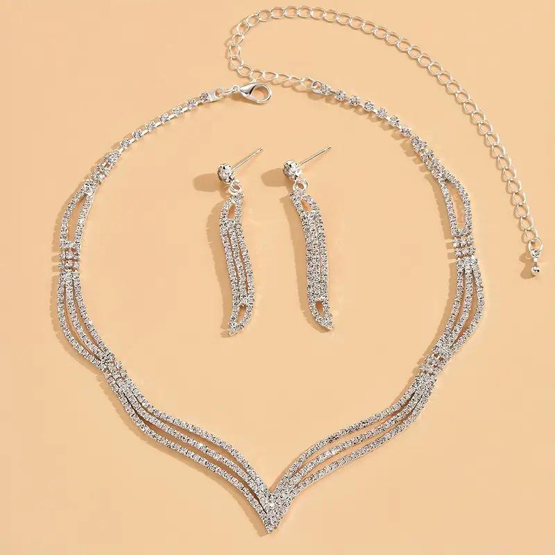 Three-Piece Bridal Rhinestone Necklace Jewelry Set