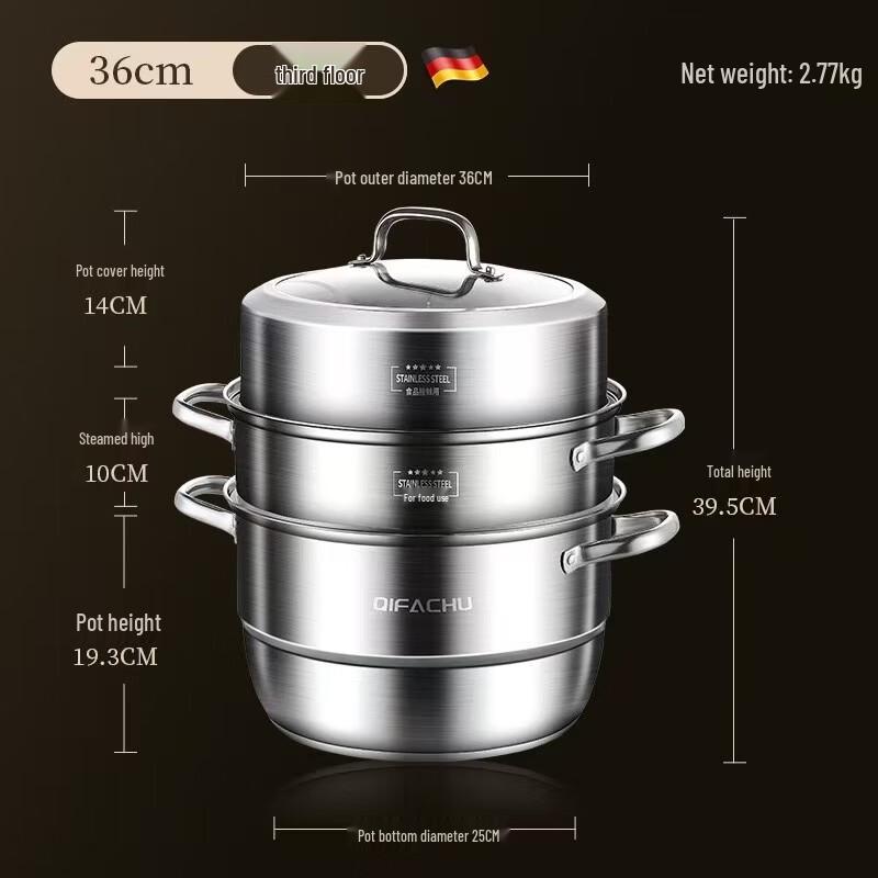 ZISIZ Large Capacity 36cm Induction Steamer Pot