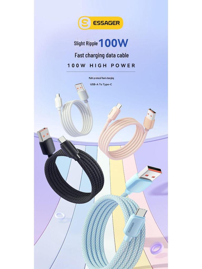 ESSAGER Super Fast Type-C Mobile Phone Charging Cable Compatible with Apple & Huawei