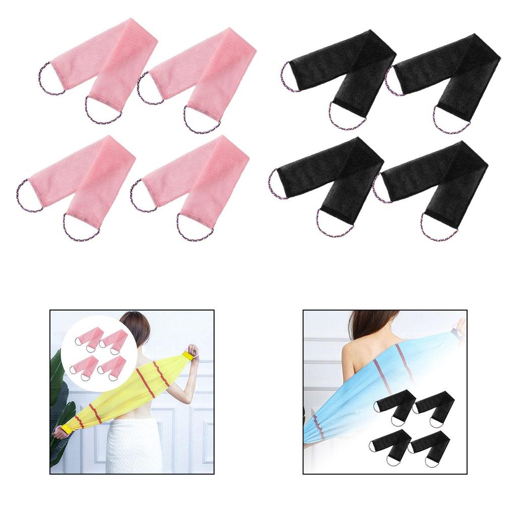 4x Bath Net with Handles Washing Accessories Washcloth Body Back Scrubber