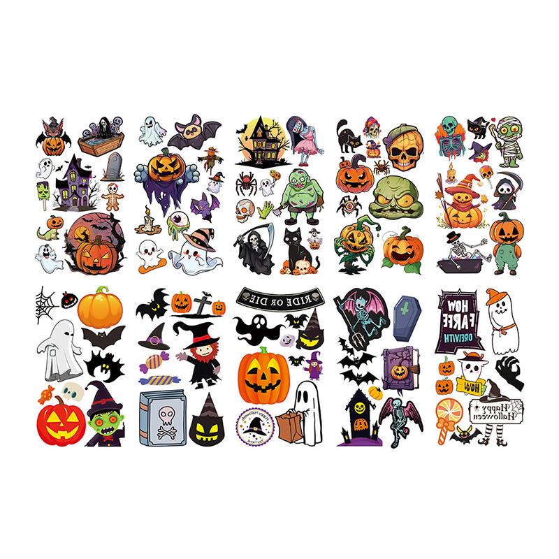 10 Stück Halloween Tattoo Aufkleber Cartoon Kürbis Geist Fledermaus Spinne Temporärer Aufkleber Kinder Geburtstagsparty Gastgeschenke Junge Mädchen Geschenke